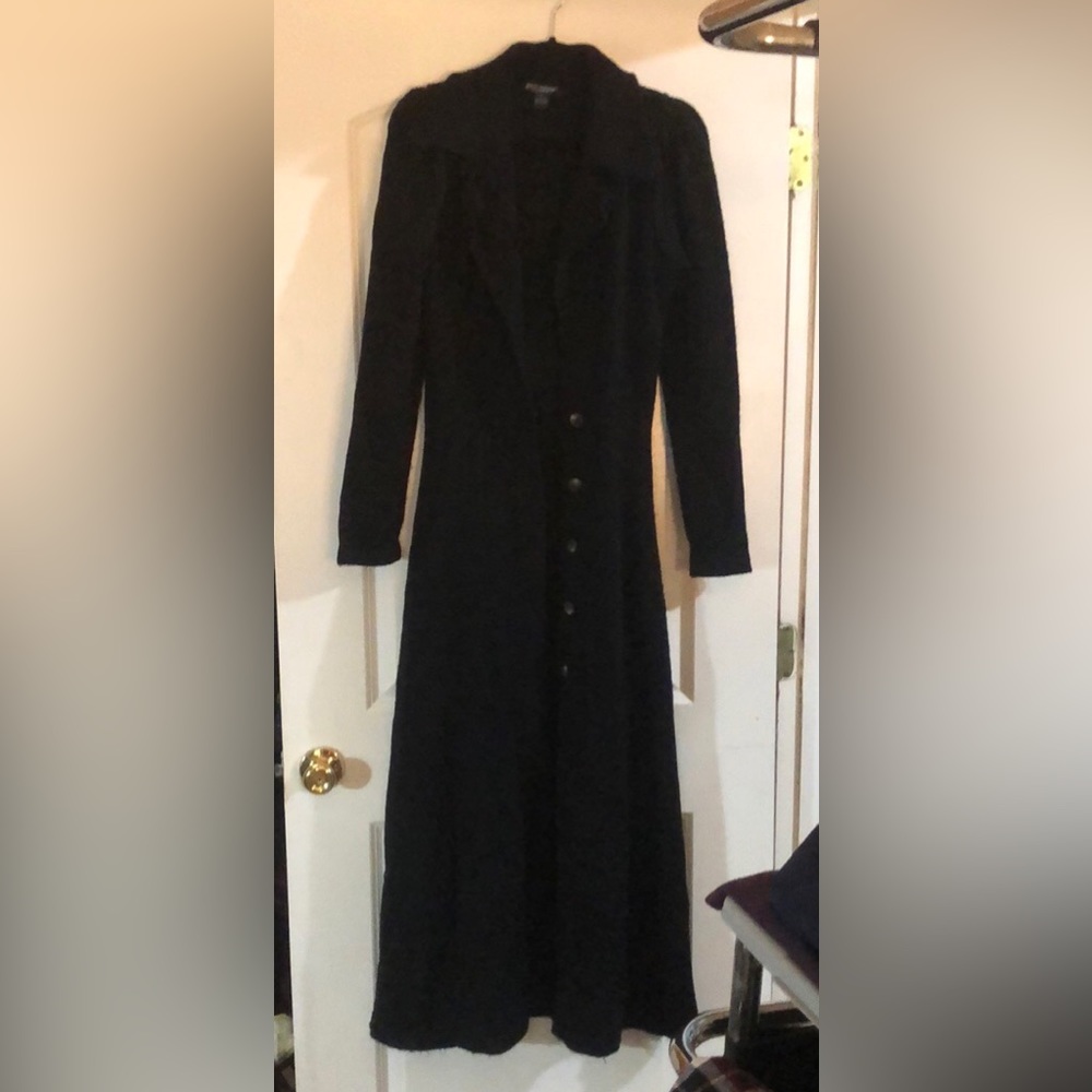 Betsy Johnson long trench knit sweater with buttons